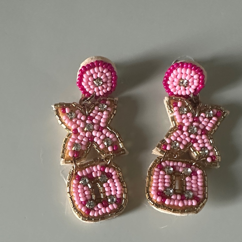 Pink and Gold Beaded Earrings